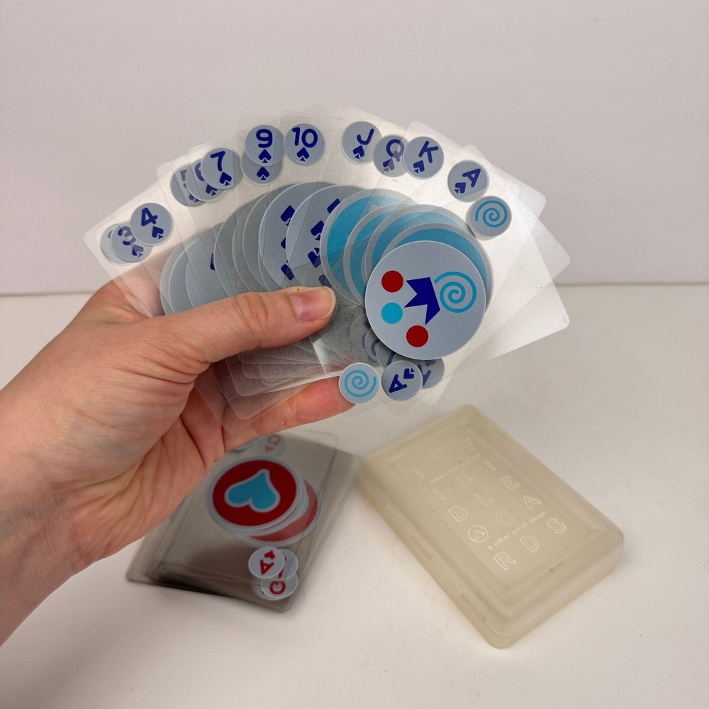 Kikkerland Pieter Woudt Design Invisible Clear Playing Cards Blue w Plastic Case